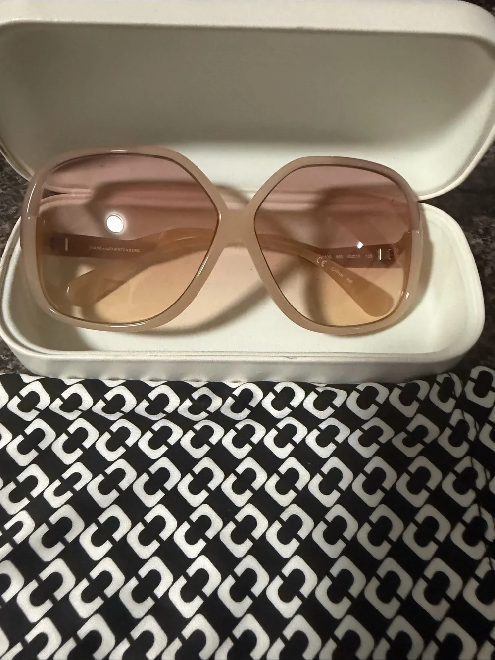 Diane Von Furstenberg Blush Pink Oversized Sunglasses